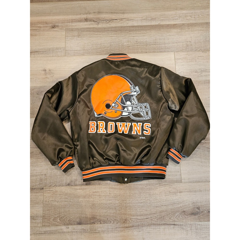 Vintage 1992 Cleveland Browns Locker Line Satin Jacket USA NFL Mens Med Big Logo